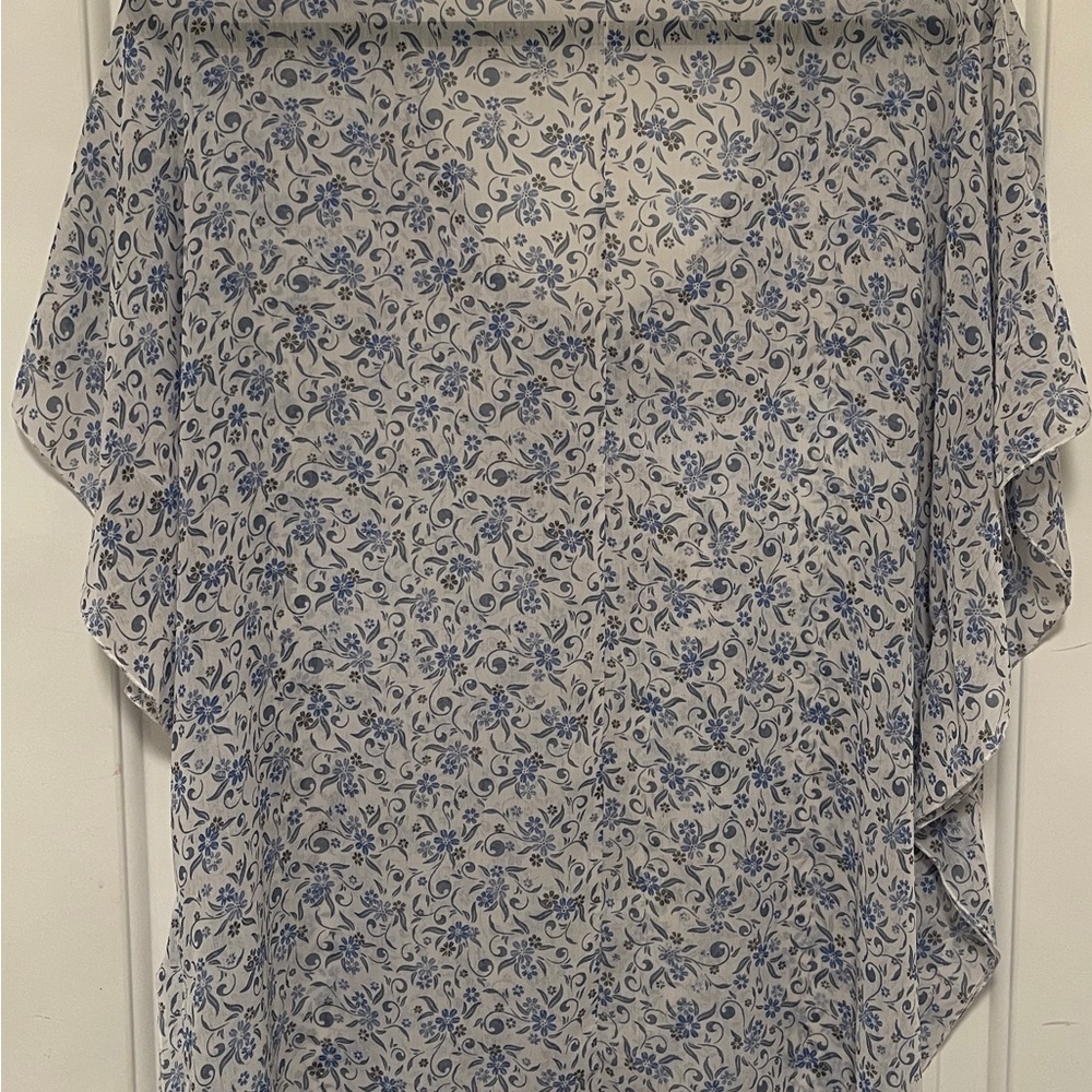 La Ligne Blue Floral Blouse Sheer Flowy Coastal Chic Cottagecore Romantic Sz 14 - Picture 6 of 10